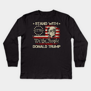 We The People Stand With Donald Trump 2024 Usa American Flag Kids Long Sleeve T-Shirt